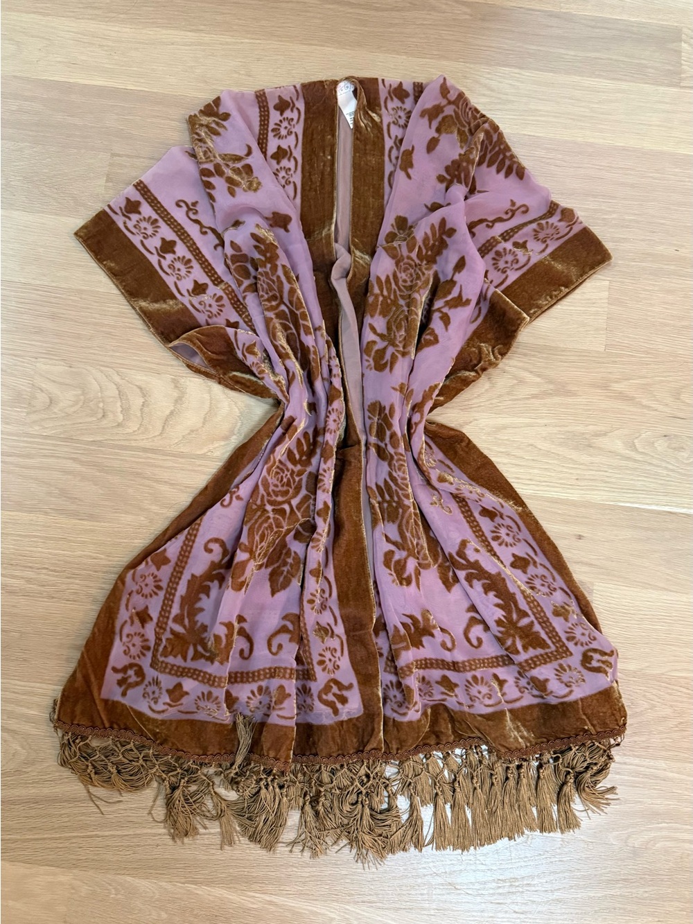 Free People Pink and Brown Floral Velvet Burnout Mini Dress